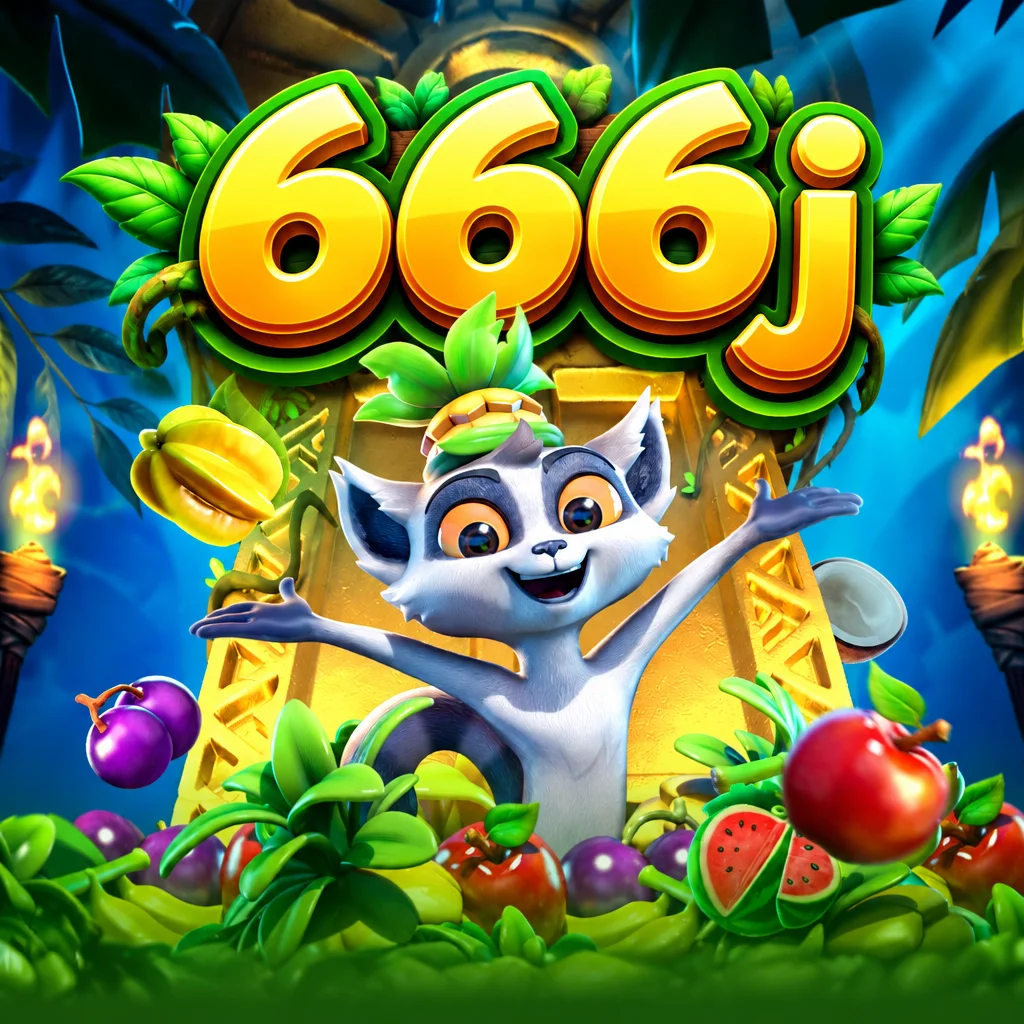 Ilustrasi petualangan satwa rimba tropis dan buah-buahan segar pada Jungle Delight di 666j